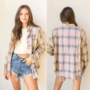 NEW Blue B Mix It Up Plaid Top